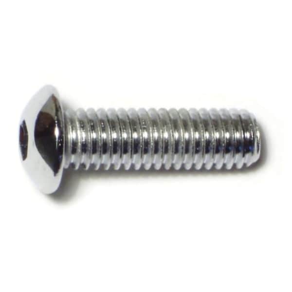 3/8"-16 Socket Head Cap Screw, Button, Chrome Plated Steel, 1-1/4 in Length, 5 PK